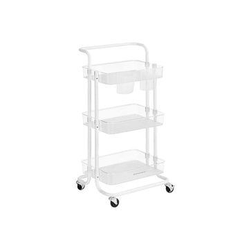 Stalen trolley - wit transparant - 10 kg per niveau - 37,3 x 42,5 x 86,3 cm