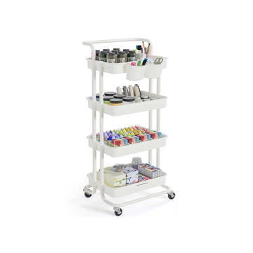 4-laags trolley - opbergwagen - stalen en kunststof rek - 37,3x42,5x115 cm