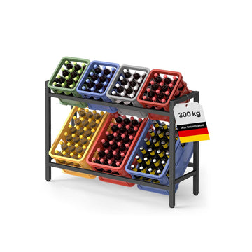 Drankenkrattenrek zwart staal - 2 niveaus - 6 kratten - 36 x 105 x 81,1 cm