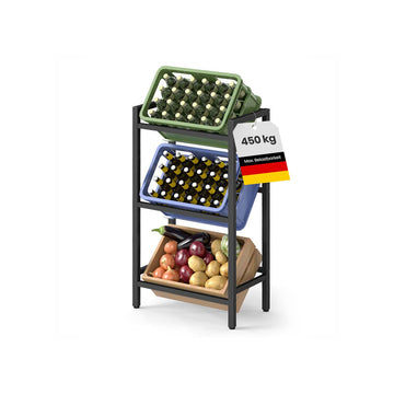 Drankenkrattenrek - 3 niveaus - stevig staal - zwart - 36 x 55 x 116,1 cm