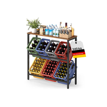 Drankkratrek - Opbergrek - Bruin-zwart - Staal - 40 x 105,4 x 117,3 cm