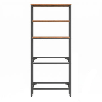 Drankkrattenrek voor 4 kratten, 2 niveaus met 3 legplanken | Bruin-zwart | 70,4x36,4x180 cm