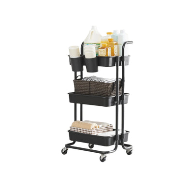 3-laags serveerwagen - keukenwagen - robuust stalen frame - 41,6 x 33,5 x 86,3 cm