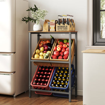 Drankkrattenrek 2 niveaus voor 4 kratten | Bruin-Zwart | 70.4x40x117.3 cm