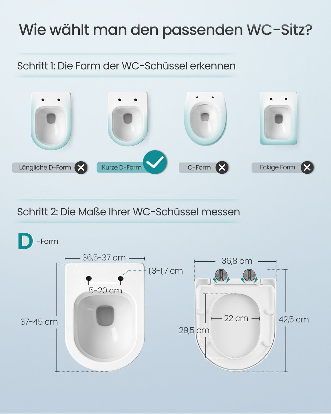 D-förmiger WC-Sitz mit Absenkautomatik | Weiß