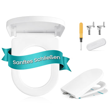 Toiletbril D-vorm lang met softclose en afneembaar deksel | Wit