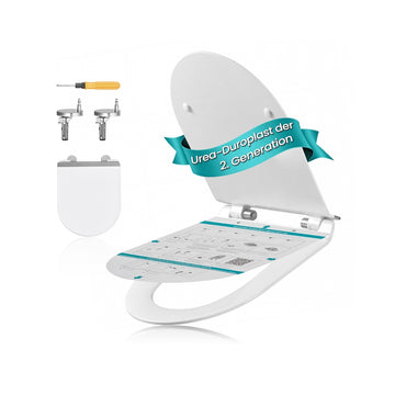 Korte D-vormige toiletbril met softclose en eenvoudig afneembaar | Wit