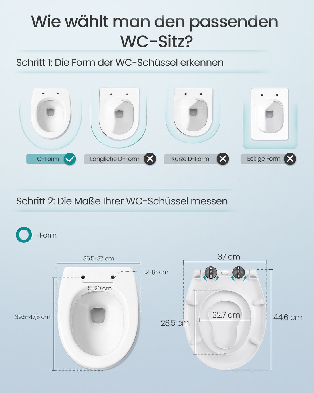 Toilettensitz O-Form mit Kindersitz, Absenkautomatik und Quick-Release | Weiß