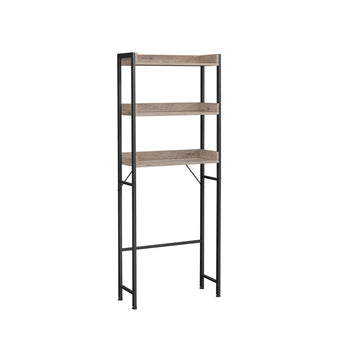 Toilet opbergrek boven toilet - spaanplaat/staal - greige zwart - 63 x 25 x 165 cm