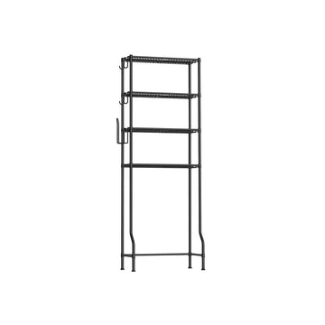4-laags toiletrek met haken - metaal - zwart - 30x63x176 cm