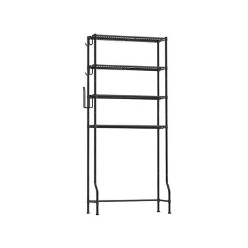 Toiletrek met 4 niveaus - Badkamerorganizer - Verstelbare planken - 30x83x176 cm - Zwart