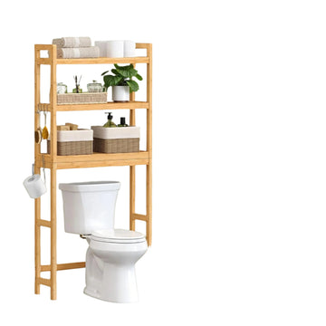 Toiletrek - Badkamerrek voor wasmachine - Bamboe bruin - 26 x 63 x 170 cm