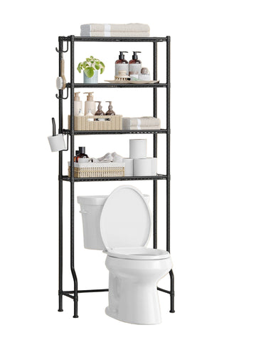 Metalen toiletrek - badkamerorganizer - zwart - ruimtebesparend - 30 x 63 x 176 cm