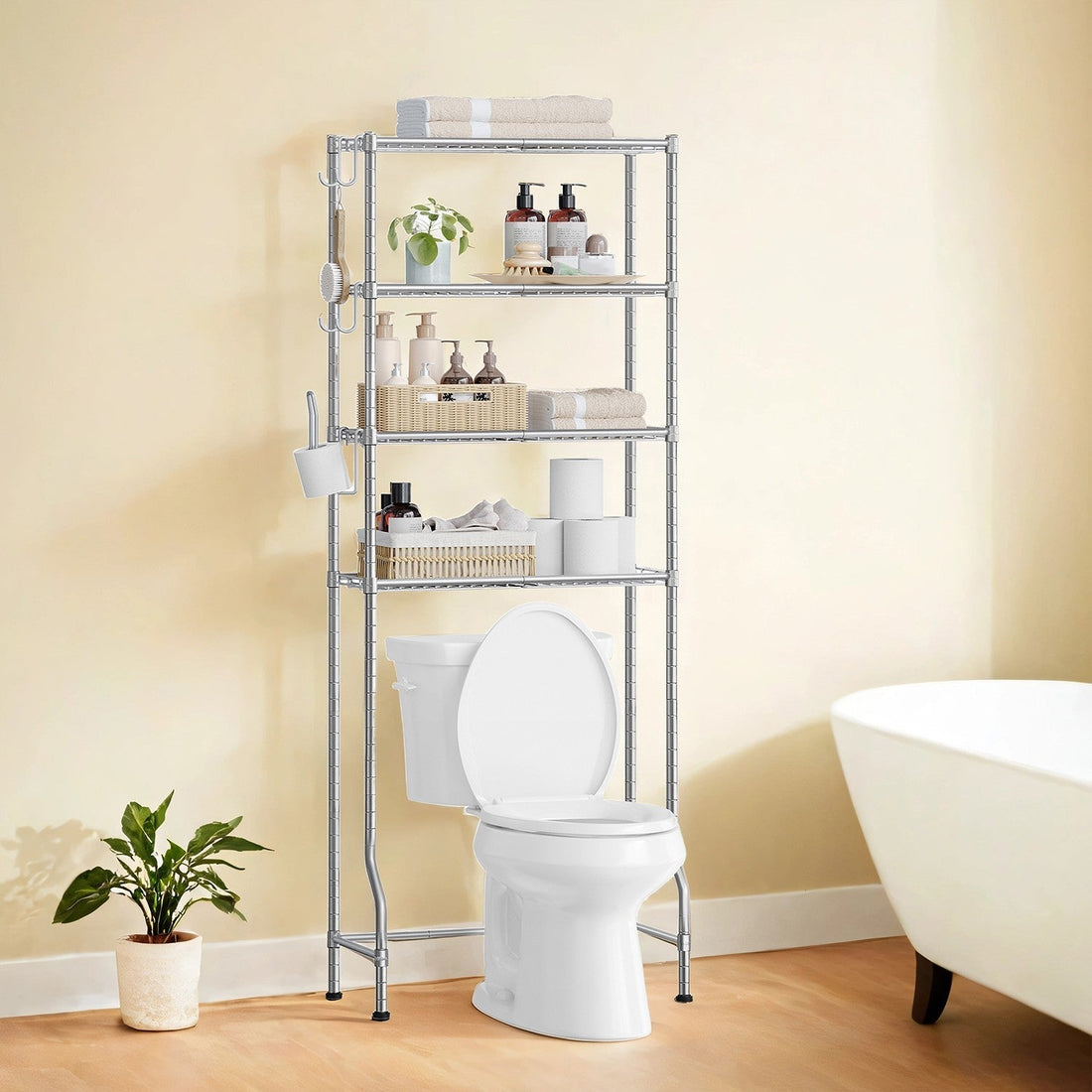 Toiletrek badkamer opberger metaal ruimtebesparend 30 x 63 x 176 cm
