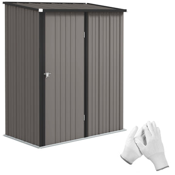 Tuinschuur met afsluitbare deur | Kleur: Grijs, zwart | Afmetingen: 161.5x94.5x196 cm