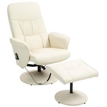Massagestoel met voetenbankje, bruin kunstleer | Kleur: Bruin | Afmetingen: 76x81x105 cm
