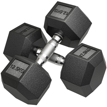 Hantels 2 x 12,5 kg - Gietijzer | Kleur: Zwart | Afmetingen: 14,8x14,8x9,9 cm