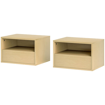 2-delige wand-nachtkastjesset - Nachtkastjes | Kleur: Bruin | Afmetingen: 45x35x27,5 cm