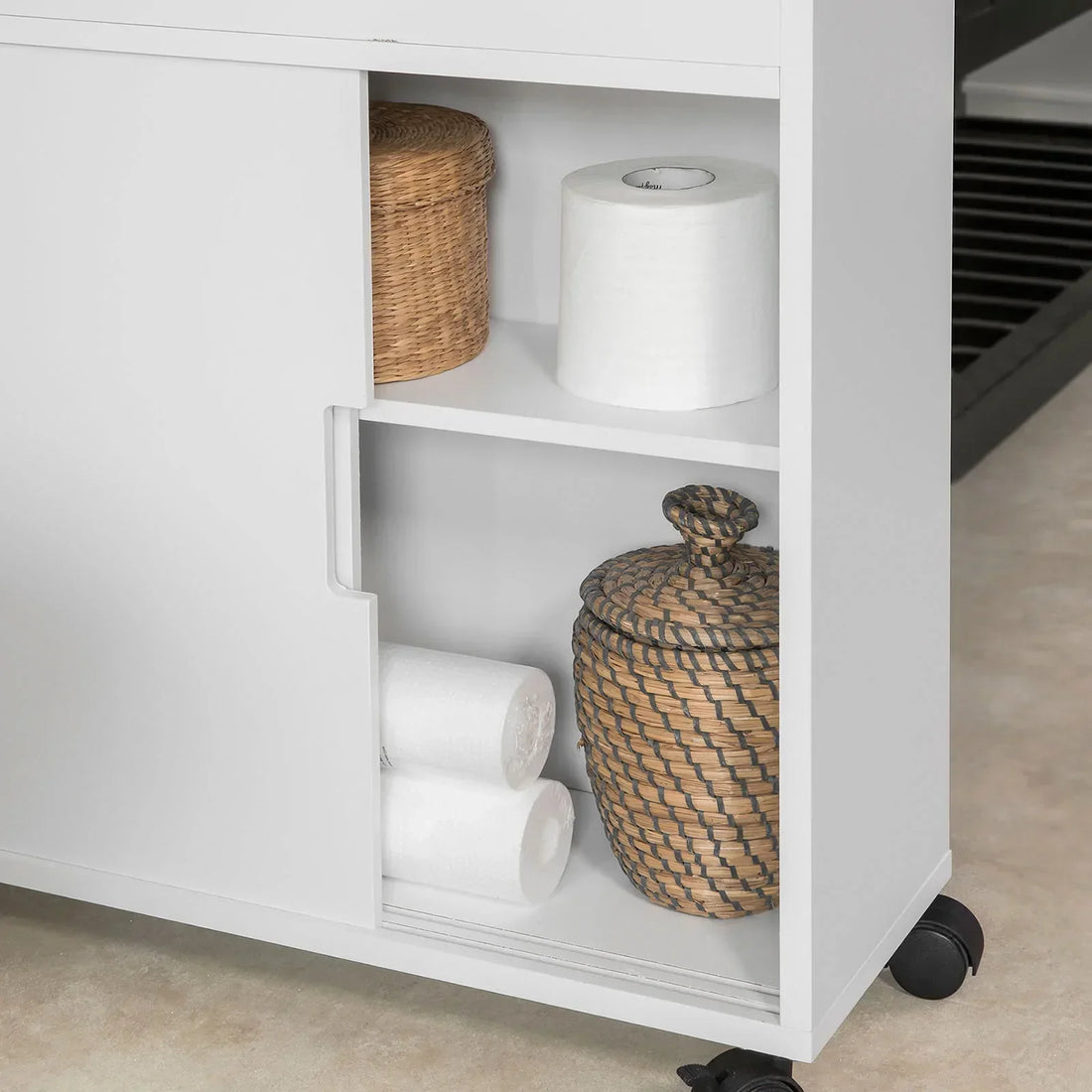 Nieuwe versie Badkamer Toiletpapierrolhouder - Badkamer Opbergkast Kast op Wielen