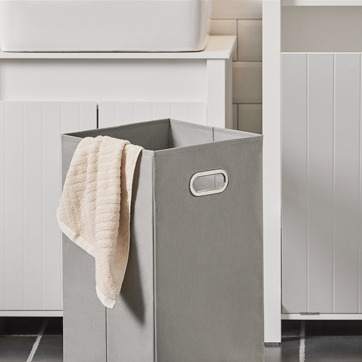 Waskast met uitklapbare waszak - Wasverzamelaar - Wasmand - MDF-constructie - Gemakkelijke transporthandgrepen - Vochtbeschermende voetkussens - 45 cm x 85,5 cm x 35 cm