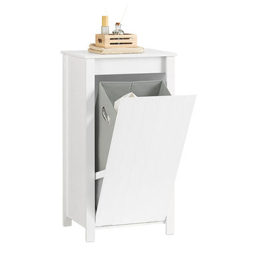 Waskast met uitklapbare waszak - Wasverzamelaar - Wasmand - MDF-constructie - Gemakkelijke transporthandgrepen - Vochtbeschermende voetkussens - 45 cm x 85,5 cm x 35 cm