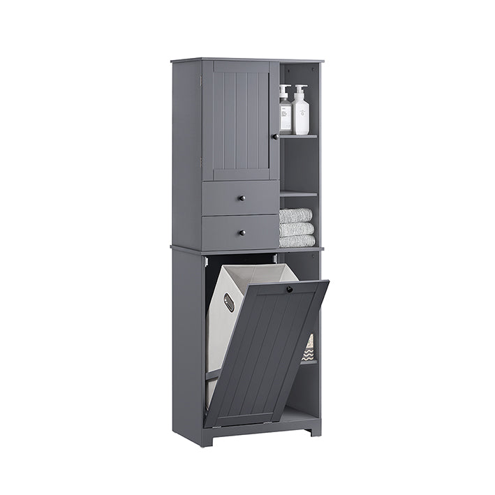Hoog Badkamermeubel met Lade - Opbergmeubel - Wasmand - MDF - 60cm x 170cm x 37cm - 40kg - 70kg capaciteit