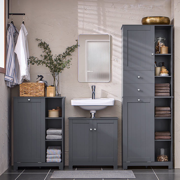 Hoog Badkamermeubel met Lade - Opbergmeubel - Wasmand - MDF - 60cm x 170cm x 37cm - 40kg - 70kg capaciteit