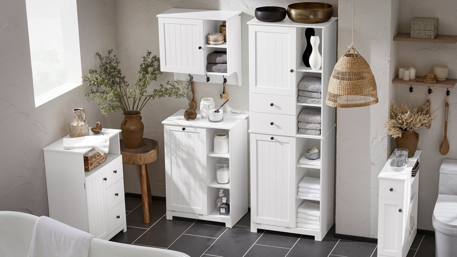 Niche Trolley - Keukenplank - Badkameropslagwagen - MDF-constructie - Verstelbare plank - Verrijdbaar met wielen - 20 cm x 70 cm x 65 cm