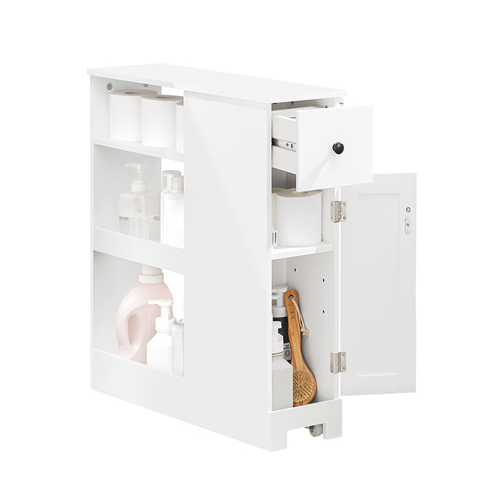Niche Trolley - Keukenplank - Badkameropslagwagen - MDF-constructie - Verstelbare plank - Verrijdbaar met wielen - 20 cm x 70 cm x 65 cm