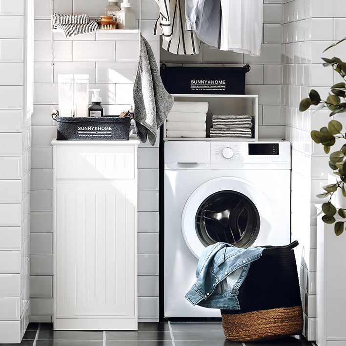 Linnenkast met wasmand - Wasverzamelaar - Wassorteerder - Anti-Tip Veiligheid - Accessoirelade - MDF-constructie - 40 cm x 86 cm x 39 cm
