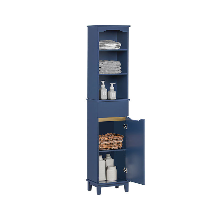 Hoge Badkamerkast - Opbergorganisator - Plank - MDF & Grenen Constructie - Verstelbare Plank - Anti-Tip Ontwerp - 35cm x 170cm x 30cm
