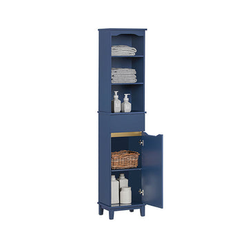 Hoge Badkamerkast - Opbergorganisator - Plank - MDF & Grenen Constructie - Verstelbare Plank - Anti-Tip Ontwerp - 35cm x 170cm x 30cm