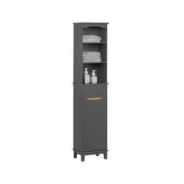 Hoog Badkamermeubel - Opbergmeubel - Organizer - Voldoende ruimte - 35x170x30cm - MDF en grenen materiaal