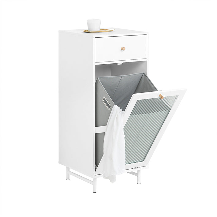 Waskast met Waszak - Waskist - Wasverzamelaar - Duurzaam MDF & Glas - Stabiele Metalen Poten - 40cm x 96cm x 40cm
