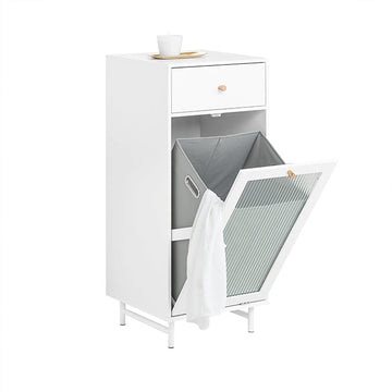 Waskast met Waszak - Waskist - Wasverzamelaar - Duurzaam MDF & Glas - Stabiele Metalen Poten - 40cm x 96cm x 40cm