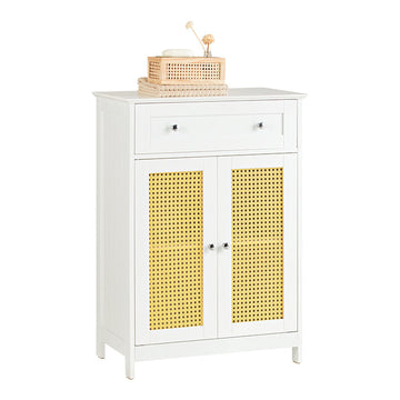 Moderne Badkamer Ladenkast - Dressoir - Opbergkast - Luchtdoorlatende lattendeuren - Decoratief ontwerp - Veelzijdig gebruik - 60 cm x 88 cm x 35 cm
