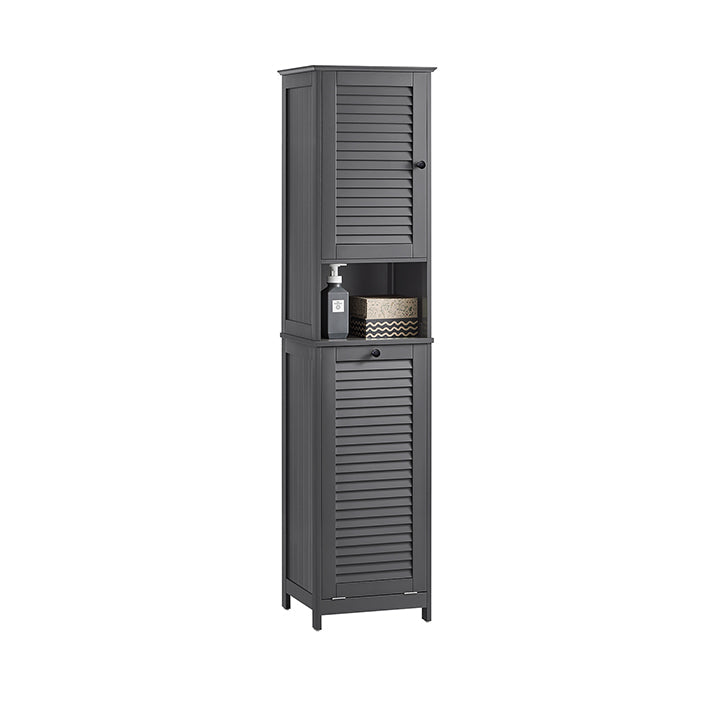 Hoog Badkamermeubel - Slanke Opbergorganisator - Wasmand - MDF en Grenen - Wandmontage - 40 cm x 170 cm x 37 cm