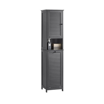 Hoog Badkamermeubel - Slanke Opbergorganisator - Wasmand - MDF en Grenen - Wandmontage - 40 cm x 170 cm x 37 cm