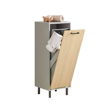 Wasmandkast - Vuile kledingmand - Wasorganizer - MDF en metaal - Voorkomt zwelling van de kast - 31,5 cm x 86 cm x 30 cm