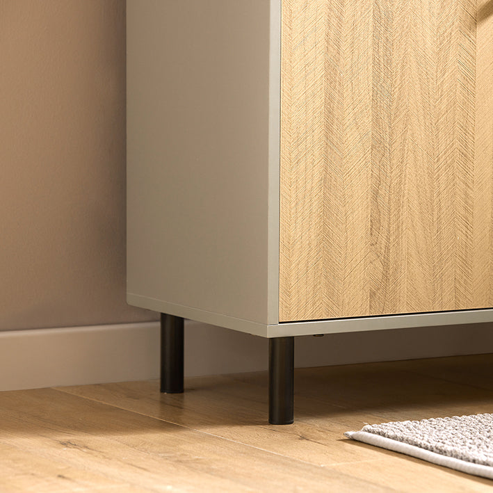 Onderkast voor wastafel - Vanity Storage - Organizer voor onder de gootsteen - MDF en metalen constructie - Stijlvolle grijze en houten afwerking - Ruimtebesparend ontwerp - 60 cm x 60 cm x 30 cm