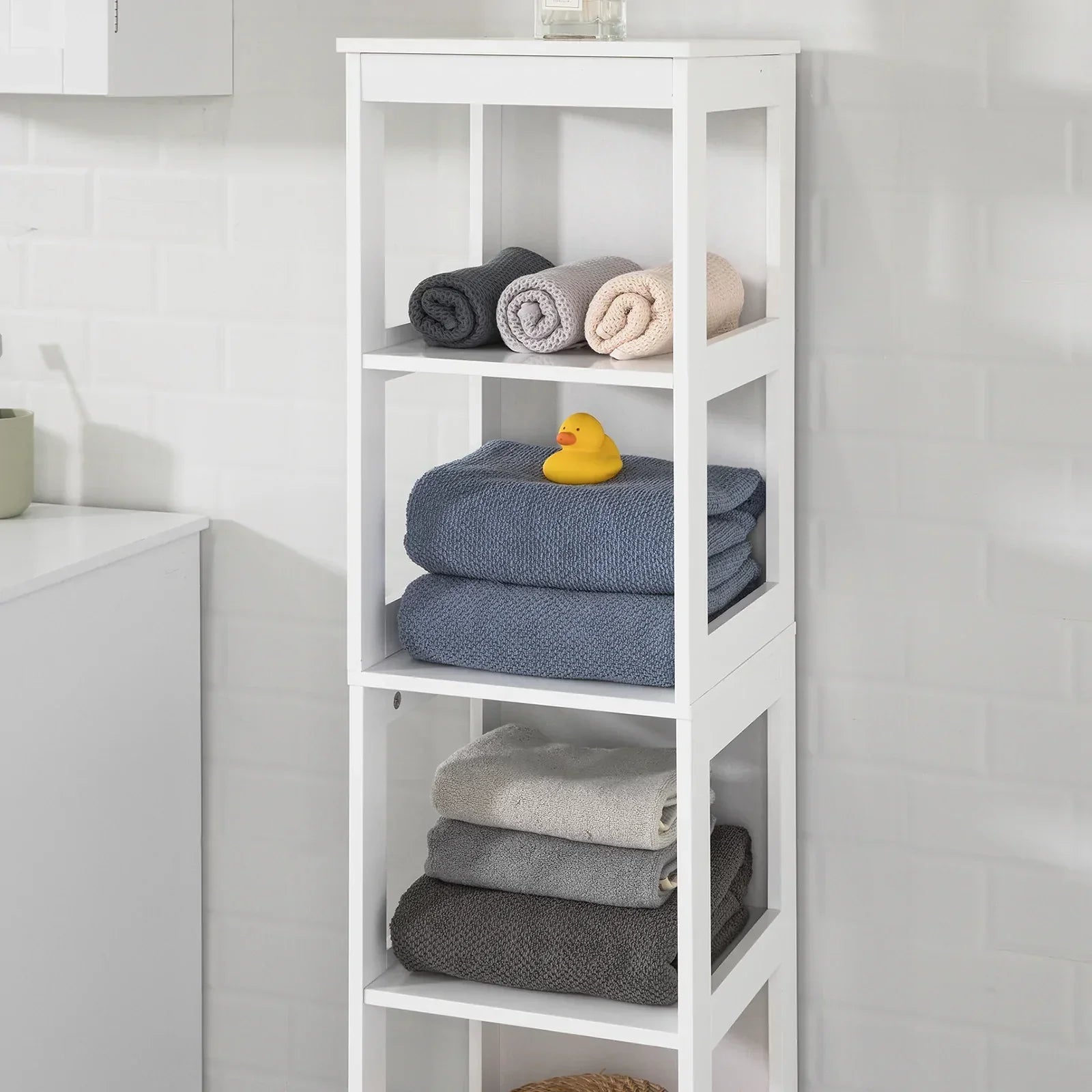 Wit 5 Niveaus Badkamer Plank Badkamer Opbergplank Kast Unit - 30x30x139cm