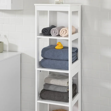 Wit 5 Niveaus Badkamer Plank Badkamer Opbergplank Kast Unit - 30x30x139cm