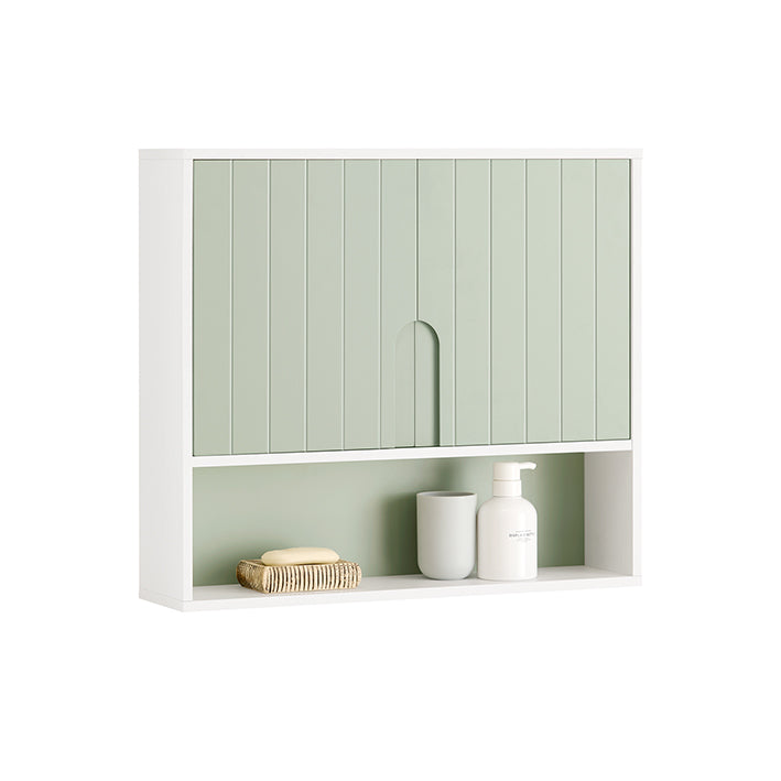 Wandkast met Deuren - Badkamerkast - Medicijnkastje - Verstelbare Planken - Eenvoudige montage - Natuurlijk en bosachtig ontwerp - 60 cm x 54 cm x 15 cm