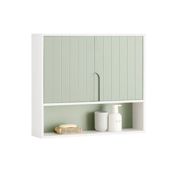 Wandkast met Deuren - Badkamerkast - Medicijnkastje - Verstelbare Planken - Eenvoudige montage - Natuurlijk en bosachtig ontwerp - 60 cm x 54 cm x 15 cm