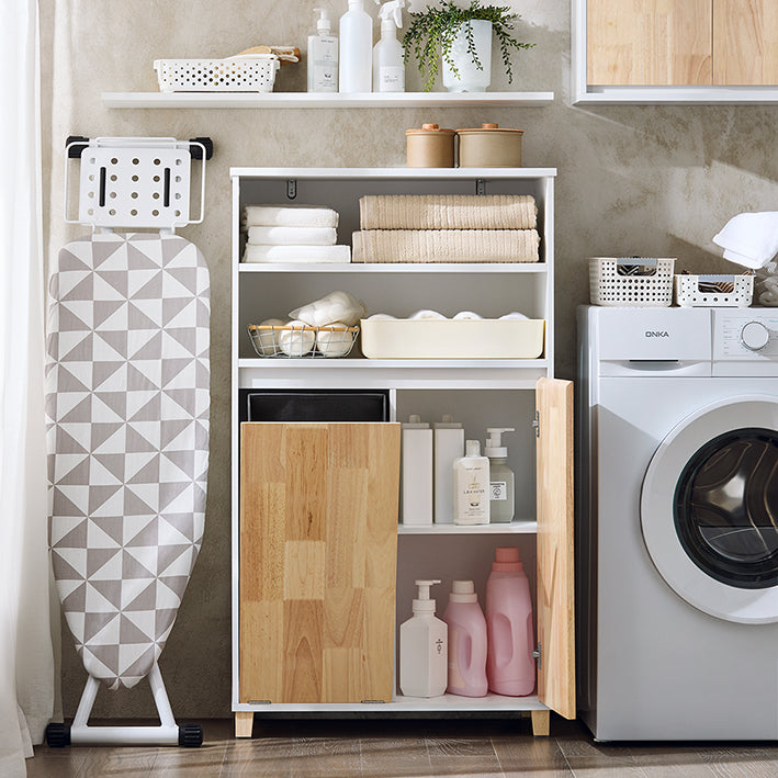 Houten Linnenkast - Wasruimte - Badkamerkast - Ruime Organizer - 64cm x 110cm x 33cm. Eenvoudige montage - Duurzame materialen.