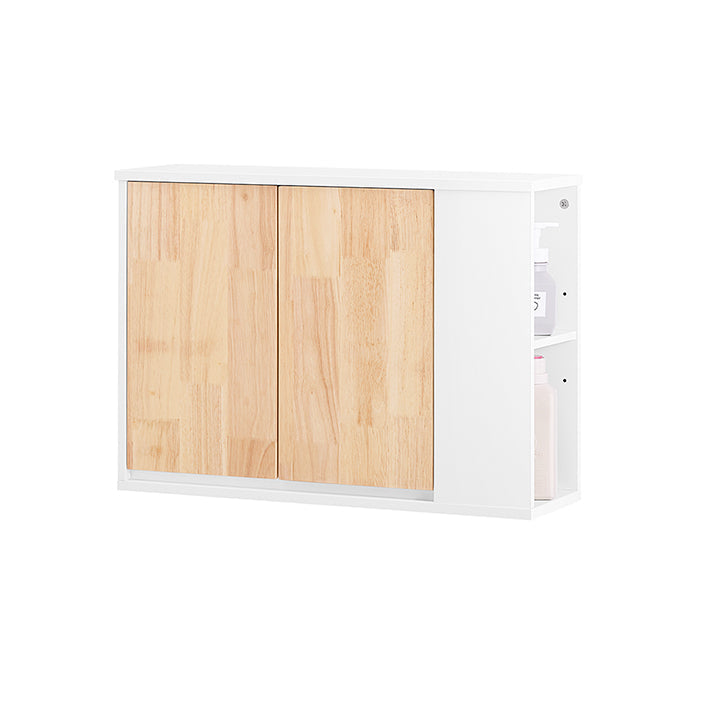 Wandmontage Badkamerkast - Opbergmeubel - Toiletkast - MDF - Rubberhout - 68cm x 48cm x 20cm