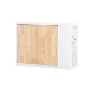 Wandmontage Badkamerkast - Opbergmeubel - Toiletkast - MDF - Rubberhout - 68cm x 48cm x 20cm