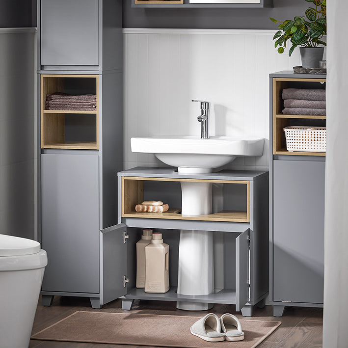 Sink Cabinet - Wastafelkast - Badkameropslag - Vergrote opslagruimte - 60x61x30cm - Waterbestendige siliconen voetkussentjes