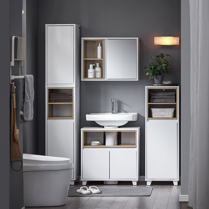 Wandkast Spiegeldeur - Opbergkast - Badkamerorganizer - Verstelbare Planken - Compact Ontwerp - 60x45x20cm