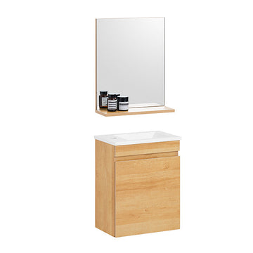 Narrow Sink Cabinet - Compact wastafelmeubel - Ruimtebesparende opslag - Maximaliseer de badkamerruimte - 41x52x24cm Kast - 40x50x14cm Spiegel - 27x18x8cm wastafel